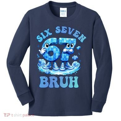 Six Seven Bruh 67 Autism Puzzle 6-7 Brainrot Meme Kids Long Sleeve Shirt