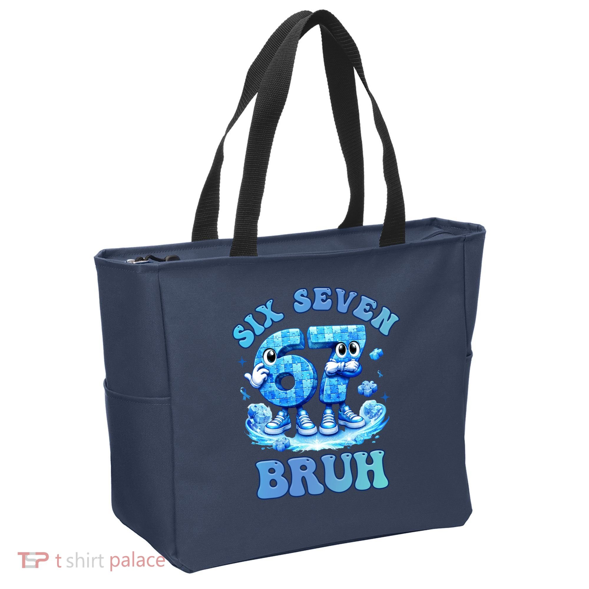 Six Seven Bruh 67 Autism Puzzle 6-7 Brainrot Meme Tote Bag