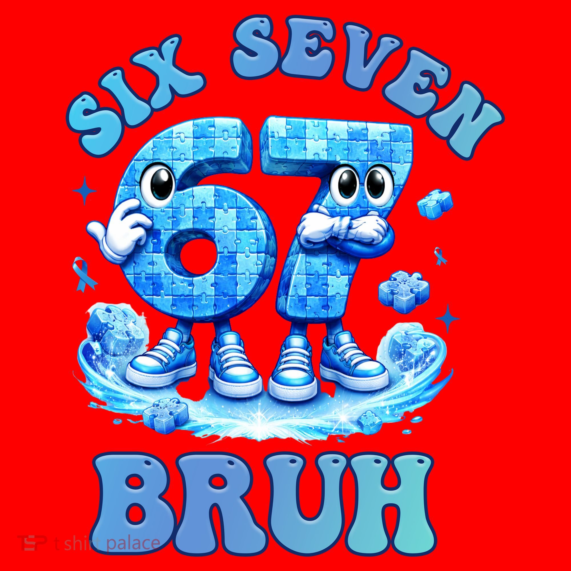 Six Seven Bruh 67 Autism Puzzle 6-7 Brainrot Meme Santa Hat