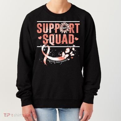Support Squad Butterfly Peach Ribbon Endometrial Cancer Women's Sweatshirt