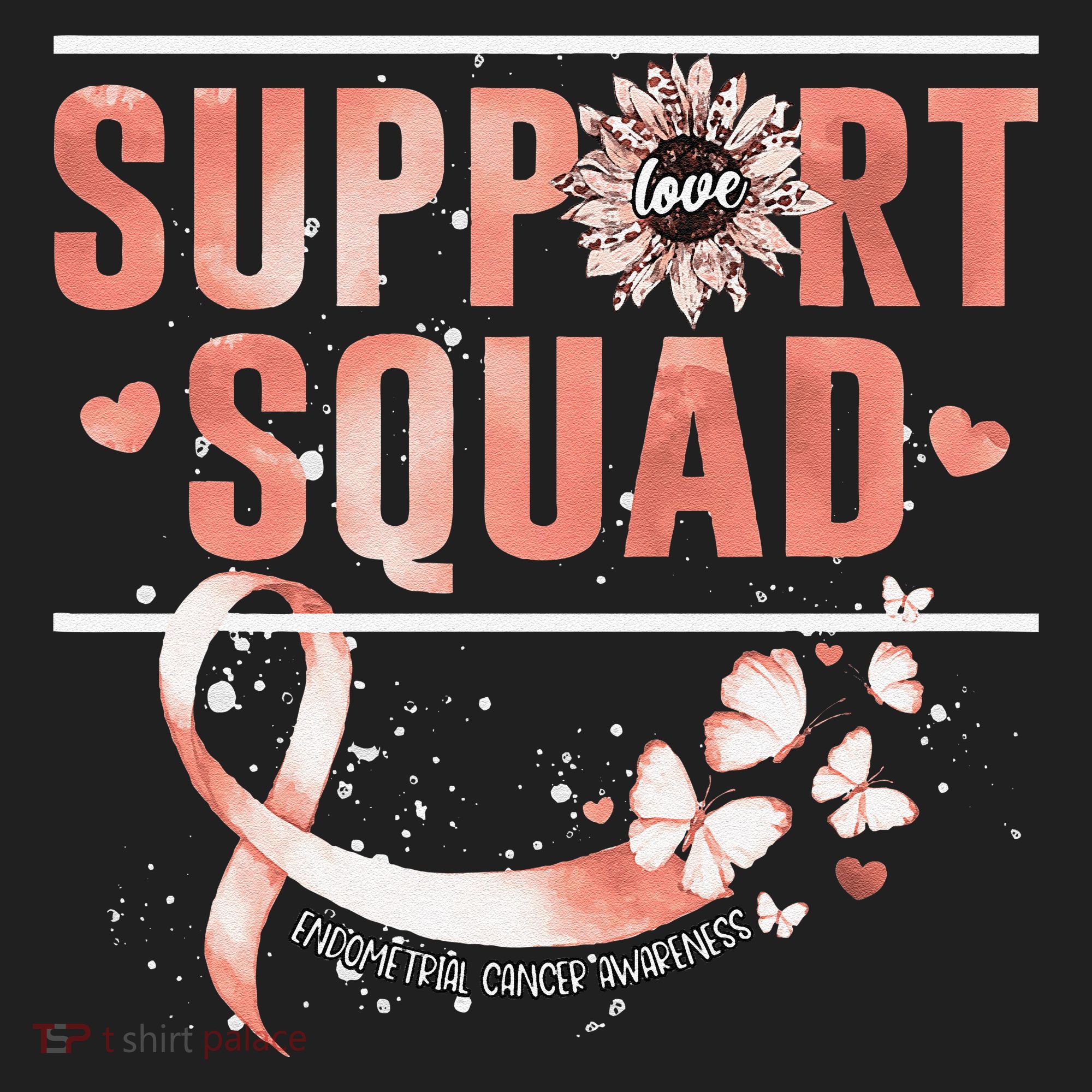 Support Squad Butterfly Peach Ribbon Endometrial Cancer Women's Sweatshirt