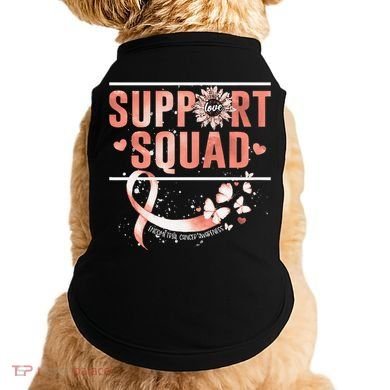Support Squad Butterfly Peach Ribbon Endometrial Cancer Doggie Tank