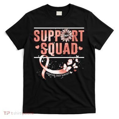 Support Squad Butterfly Peach Ribbon Endometrial Cancer T-Shirt