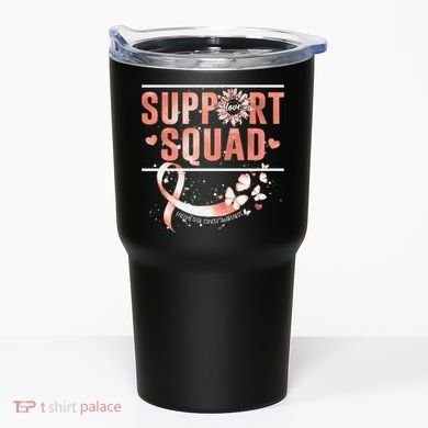 Support Squad Butterfly Peach Ribbon Endometrial Cancer Tumbler