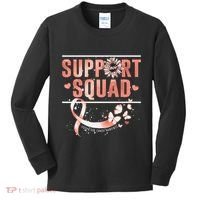 Support Squad Butterfly Peach Ribbon Endometrial Cancer Kids Long Sleeve Shirt thumb 0