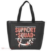 Support Squad Butterfly Peach Ribbon Endometrial Cancer Tote Bag thumb 0