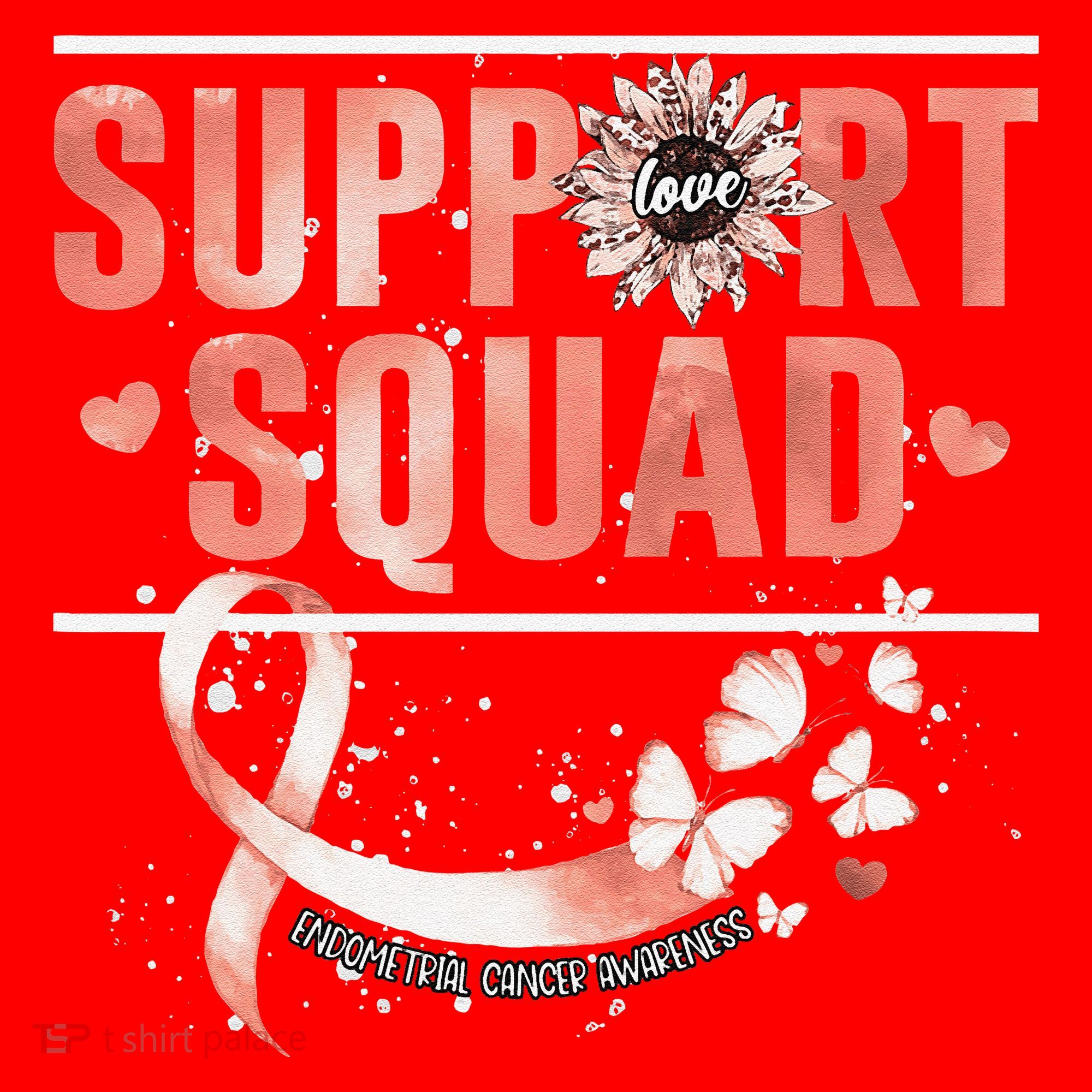 Support Squad Butterfly Peach Ribbon Endometrial Cancer Santa Hat