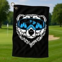 Snow Ski Bear Snowboard Golf Towel thumb 1