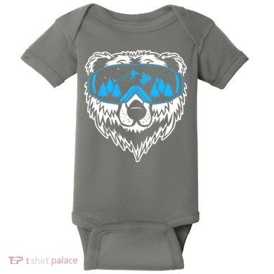 Snow Ski Bear Snowboard Baby Bodysuit
