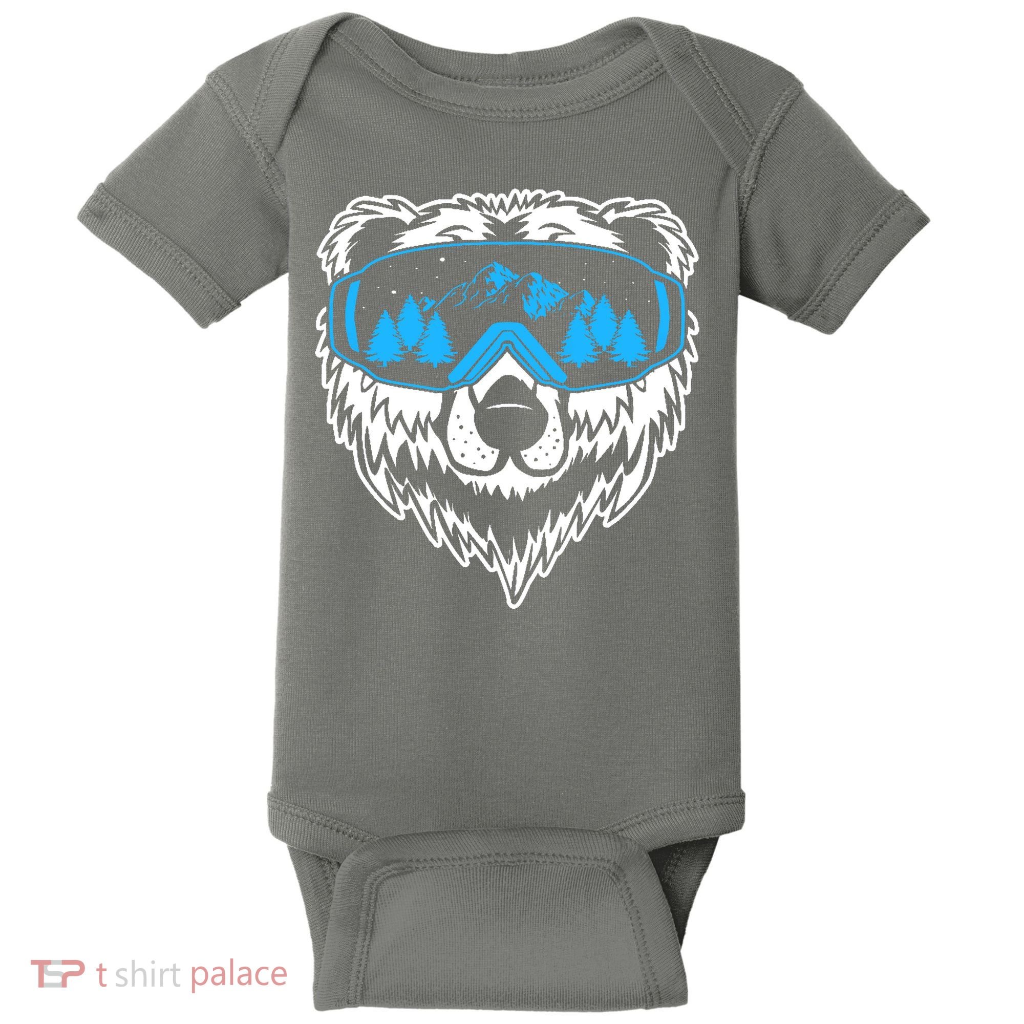 Snow Ski Bear Snowboard Baby Bodysuit