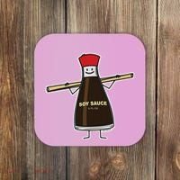 Soy Sauce Bottle Condiment Asian Chopsticks Coaster thumb 0