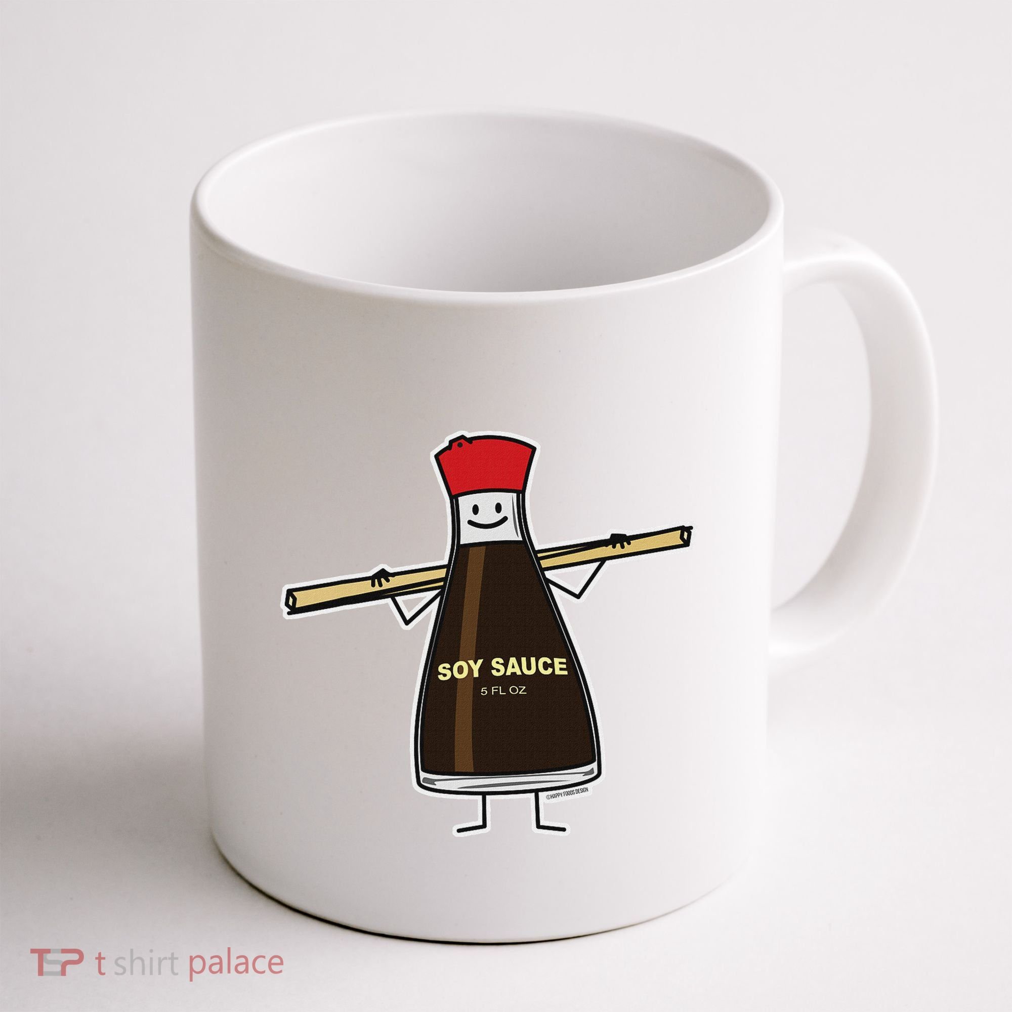 Soy Sauce Bottle Condiment Asian Chopsticks Coffee Mug
