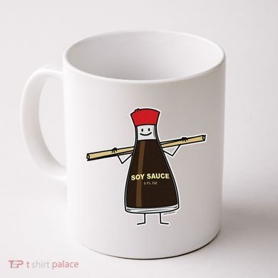 Soy Sauce Bottle Condiment Asian Chopsticks Coffee Mug