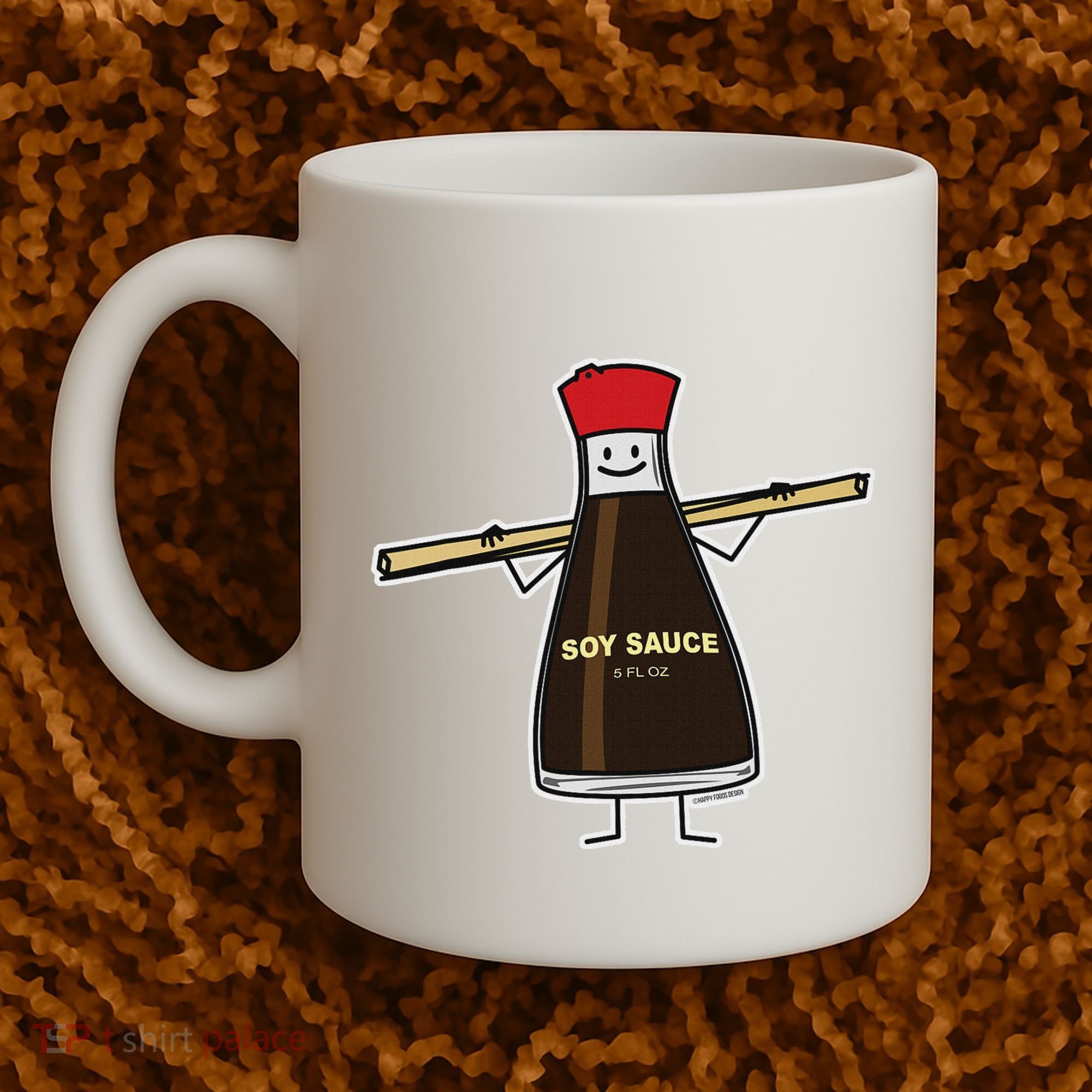 Soy Sauce Bottle Condiment Asian Chopsticks Coffee Mug