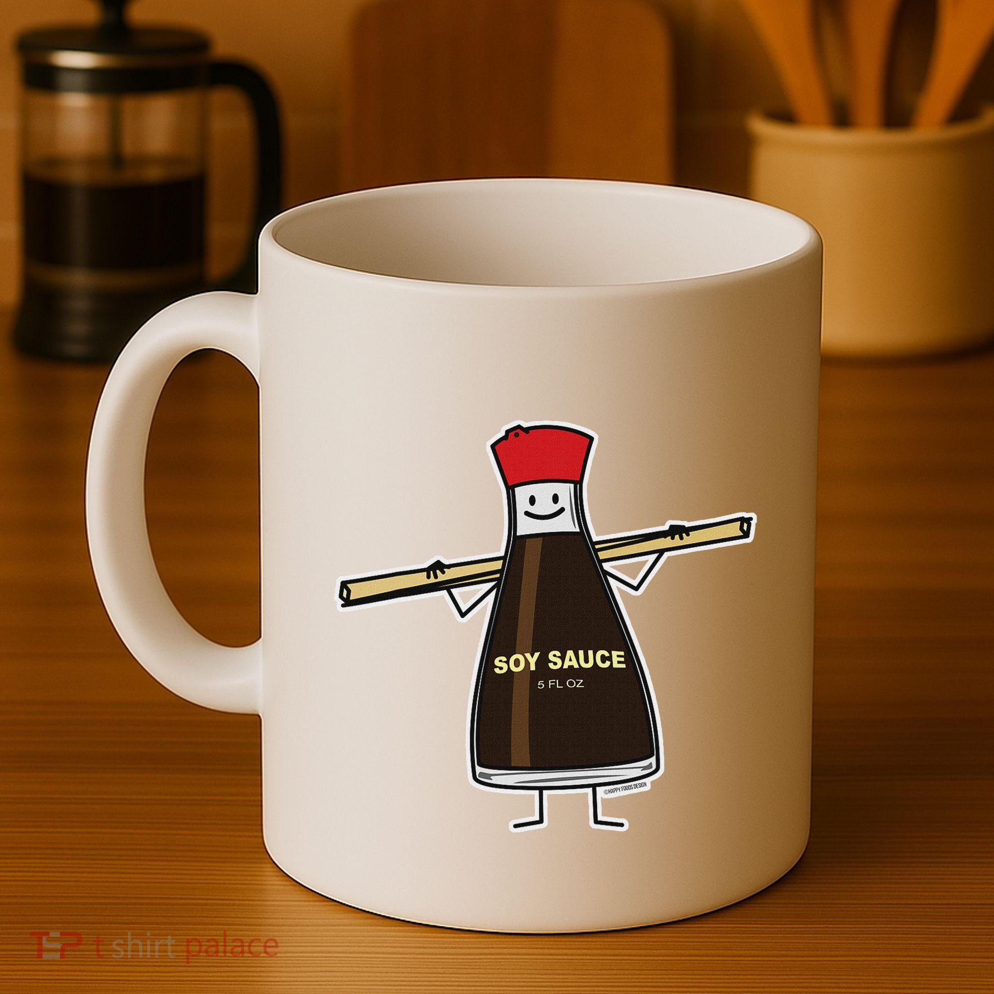 Soy Sauce Bottle Condiment Asian Chopsticks Coffee Mug
