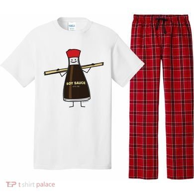Soy Sauce Bottle Condiment Asian Chopsticks Pajama Set