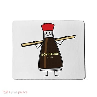 Soy Sauce Bottle Condiment Asian Chopsticks Mousepad