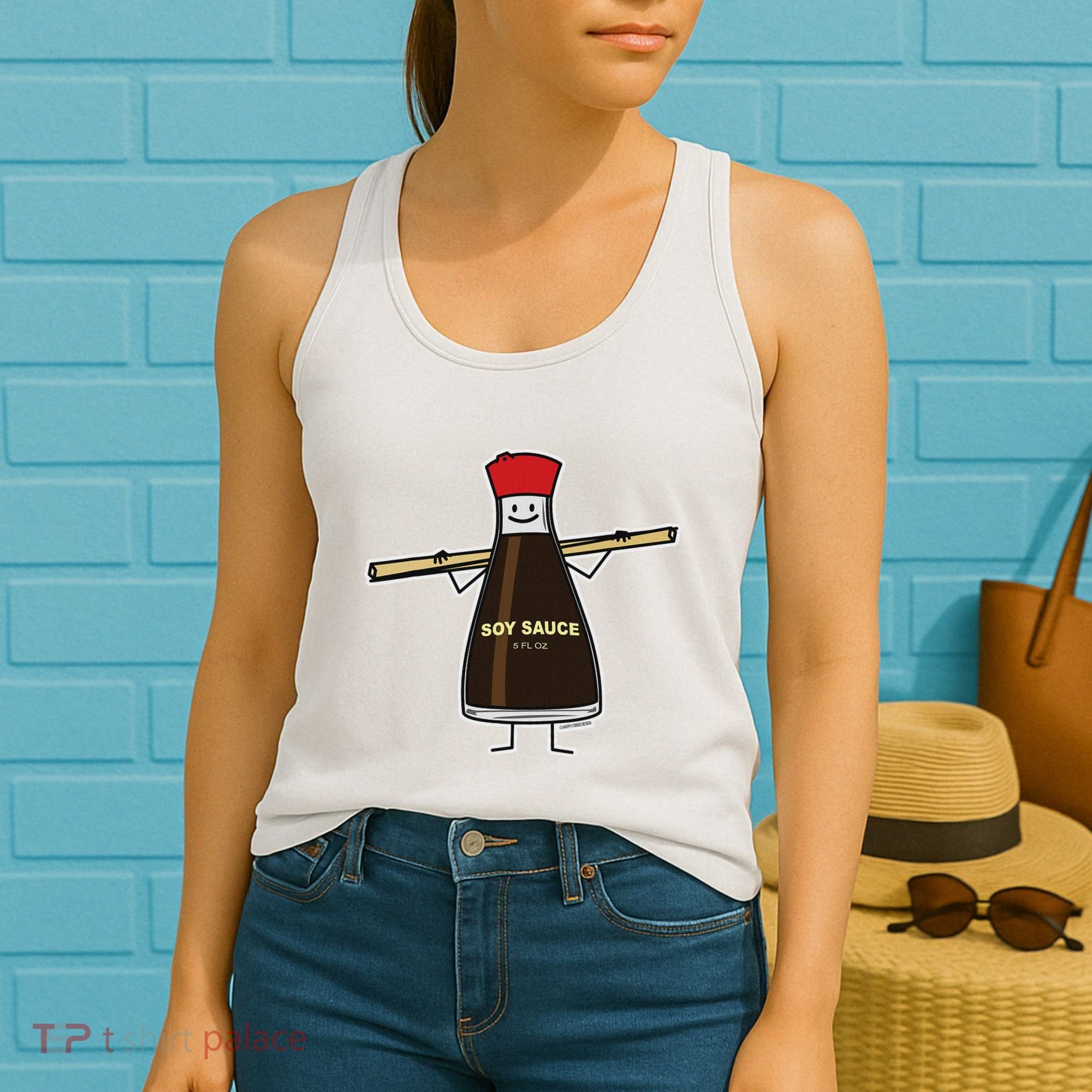 Soy Sauce Bottle Condiment Asian Chopsticks Women's Tank Top