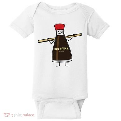 Soy Sauce Bottle Condiment Asian Chopsticks Baby Bodysuit