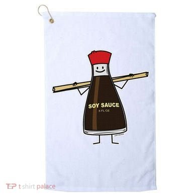 Soy Sauce Bottle Condiment Asian Chopsticks Golf Towel