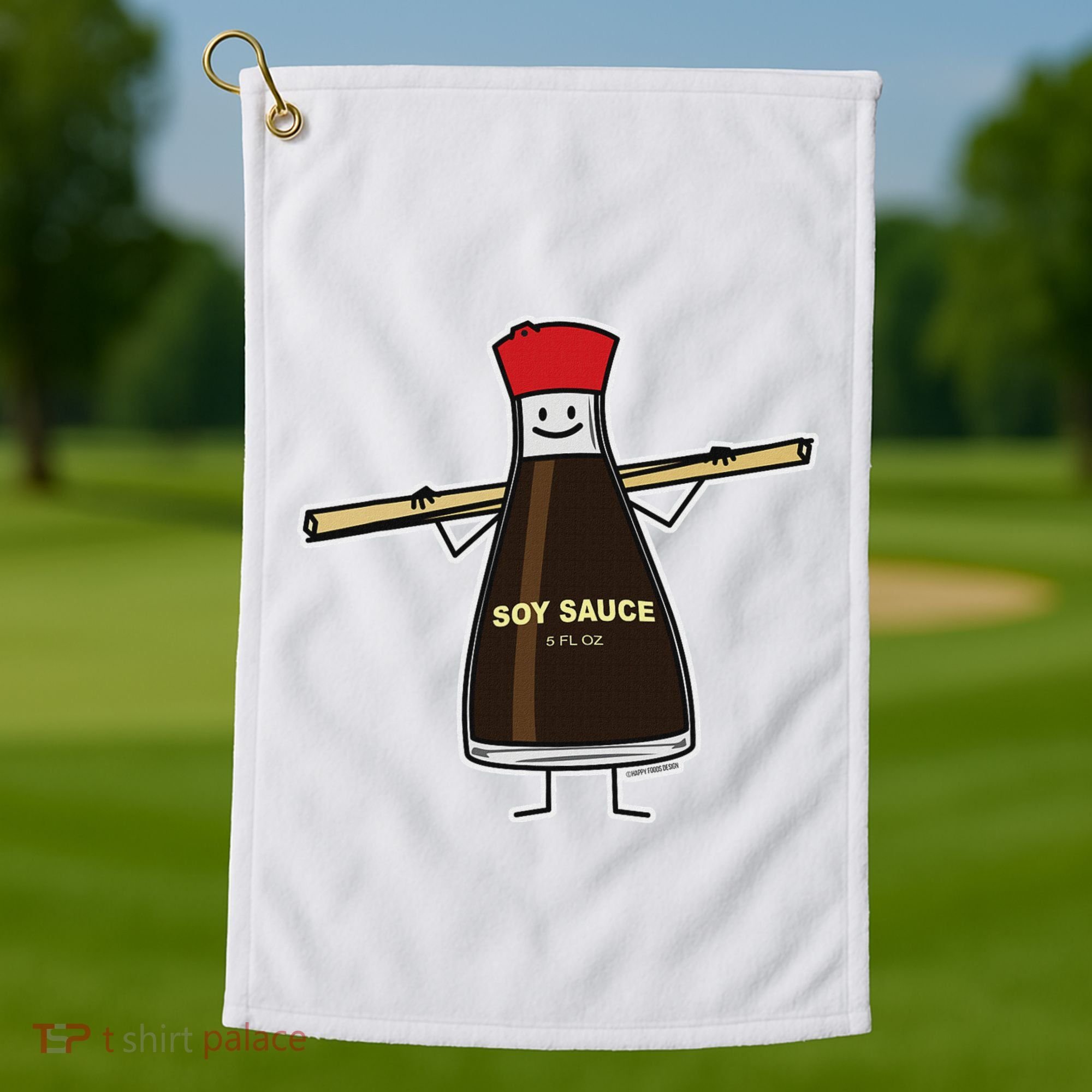 Soy Sauce Bottle Condiment Asian Chopsticks Golf Towel