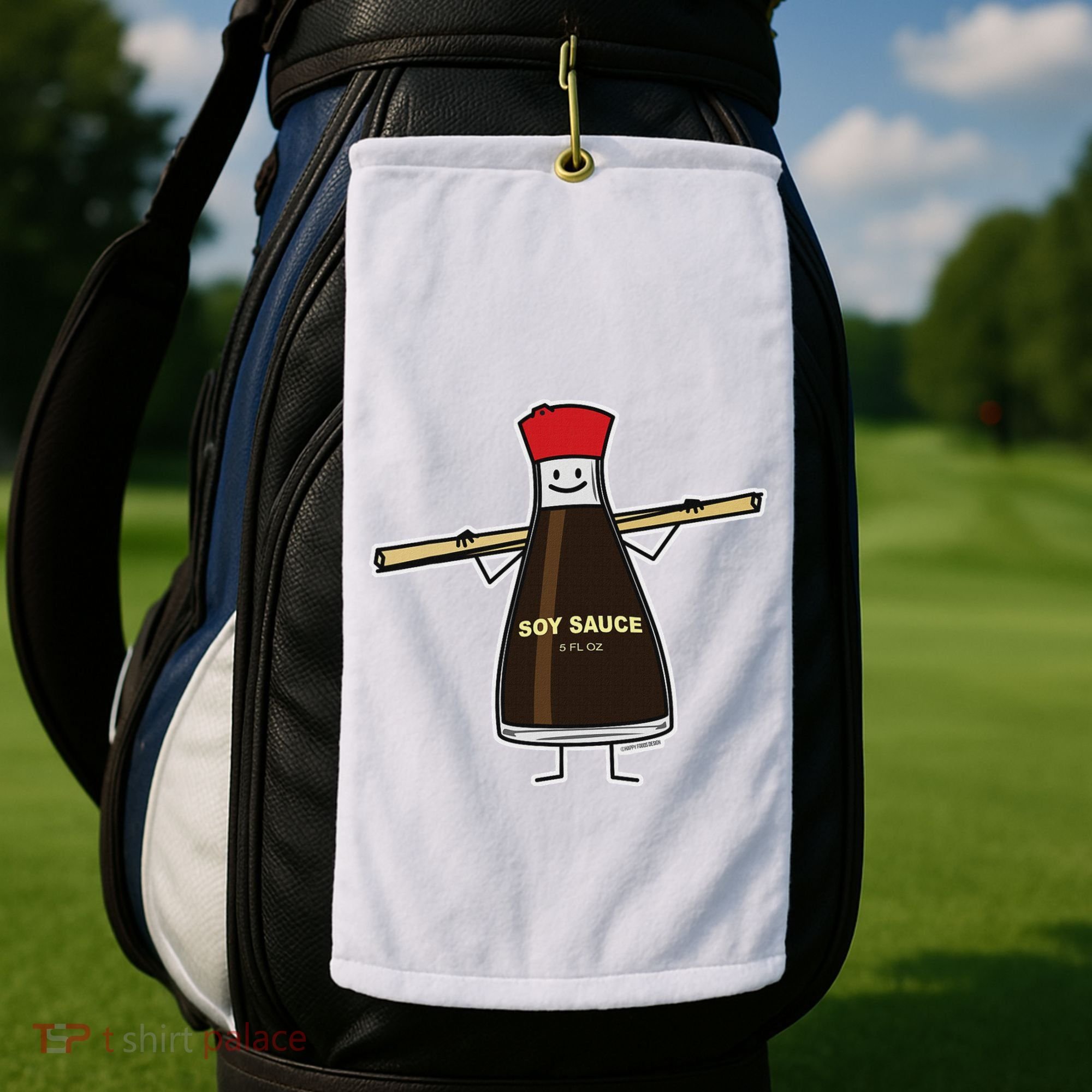Soy Sauce Bottle Condiment Asian Chopsticks Golf Towel