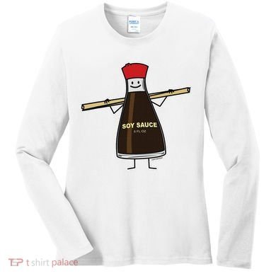 Soy Sauce Bottle Condiment Asian Chopsticks Women's Long Sleeve Shirt
