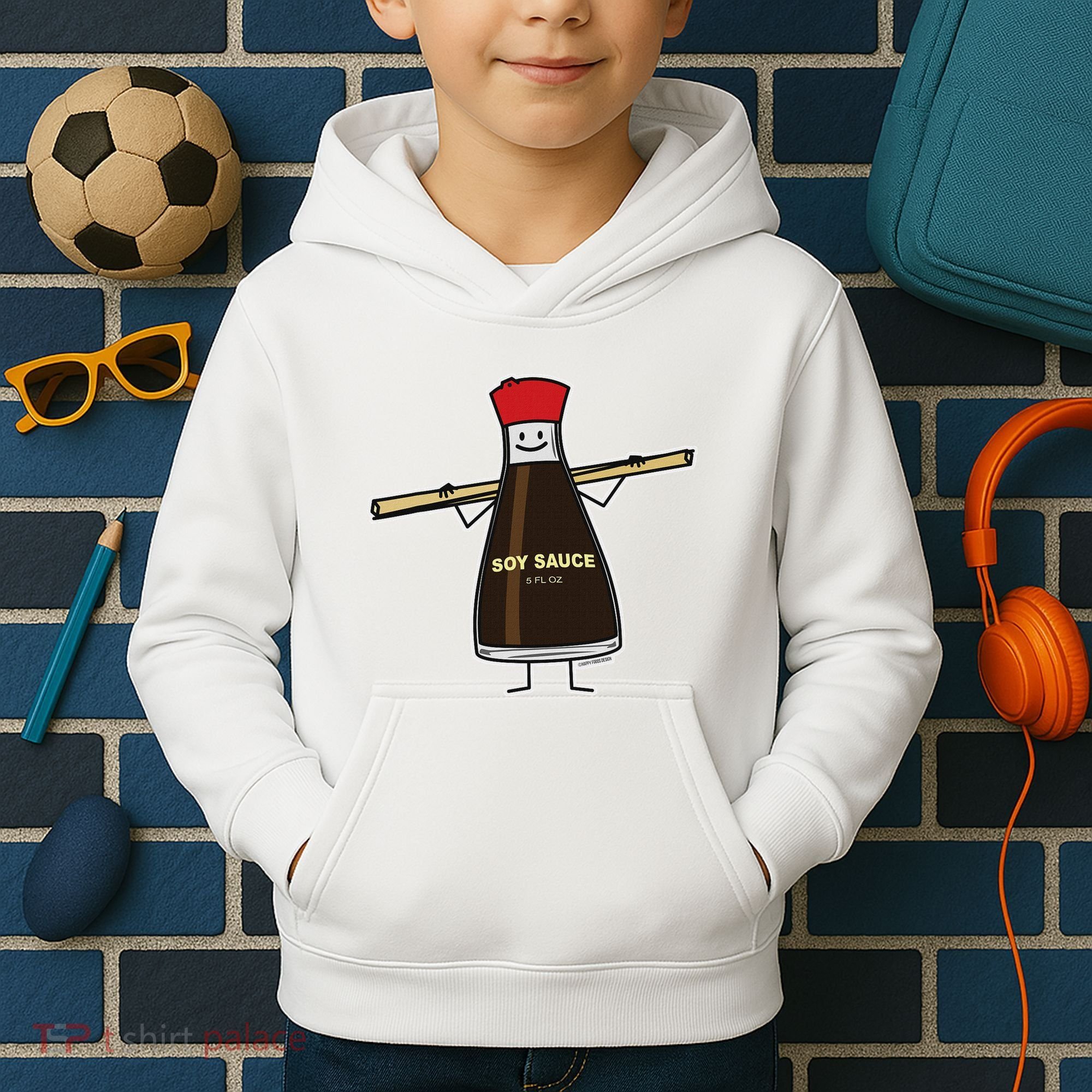 Soy Sauce Bottle Condiment Asian Chopsticks Kids Hoodie