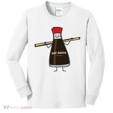 Soy Sauce Bottle Condiment Asian Chopsticks Kids Long Sleeve Shirt