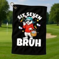 Six Seven Bruh Easter Meme 67 Funny Golf Towel thumb 1