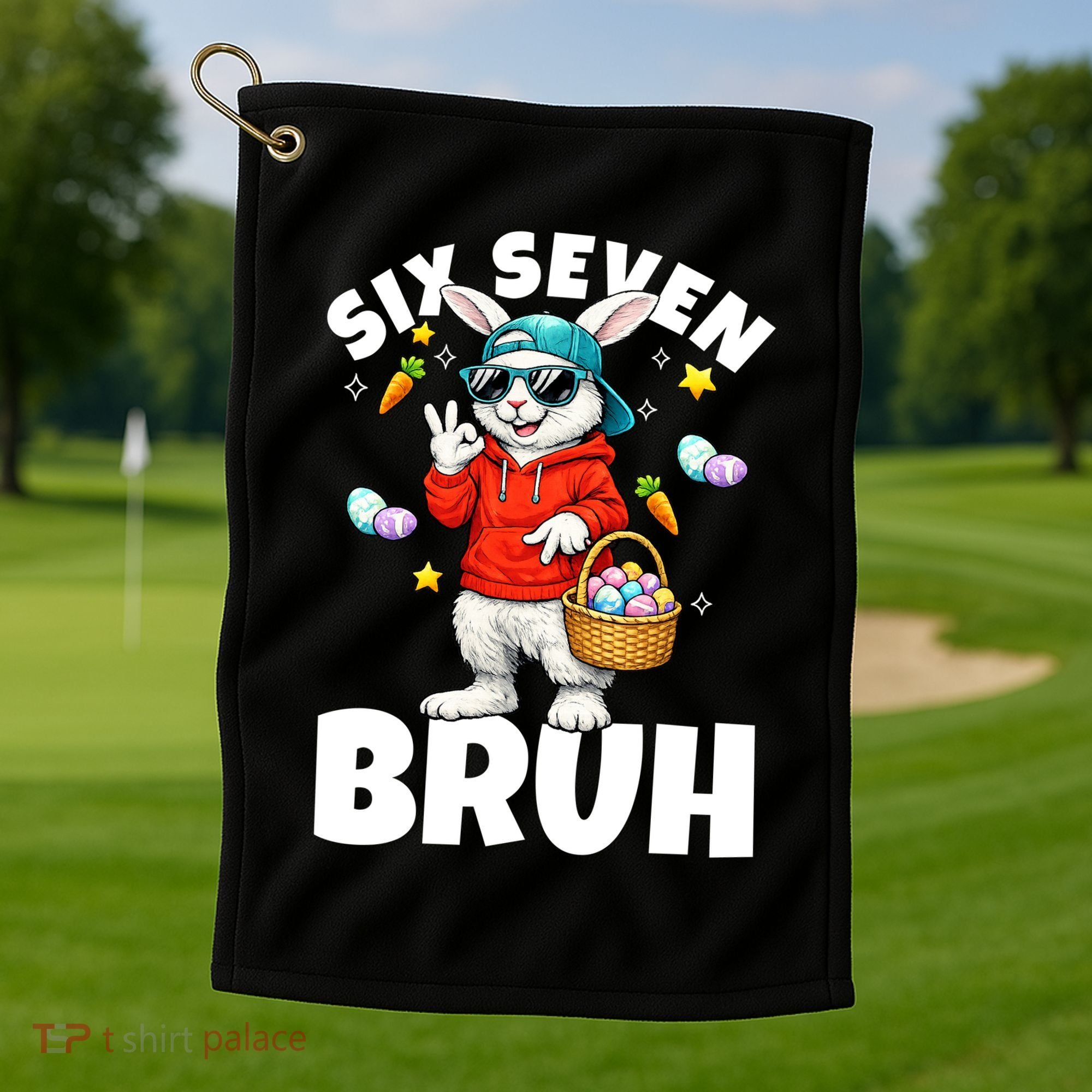 Six Seven Bruh Easter Meme 67 Funny Golf Towel