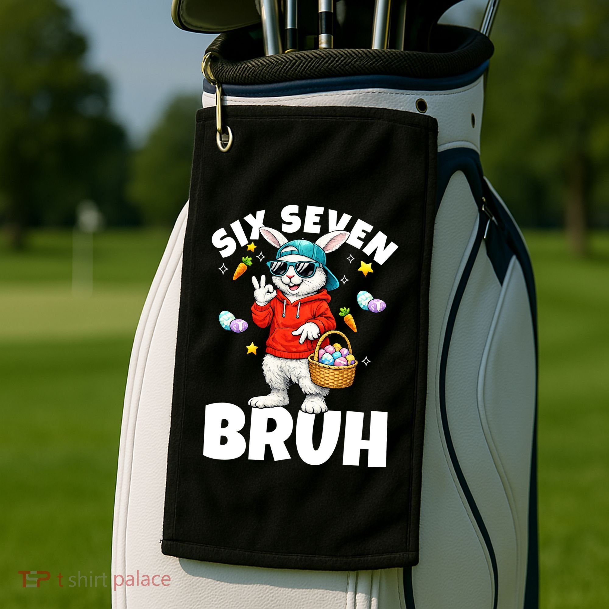 Six Seven Bruh Easter Meme 67 Funny Golf Towel