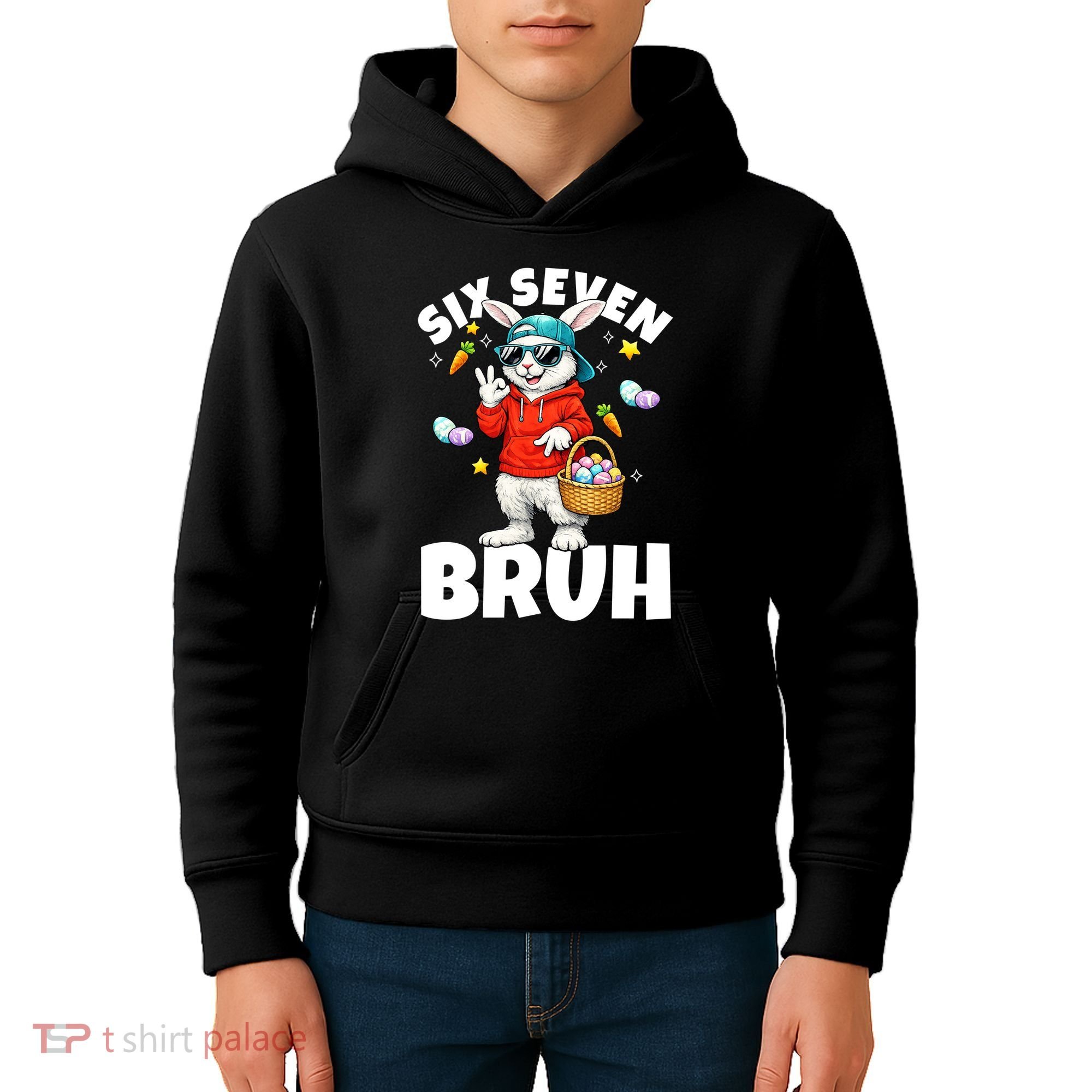 Six Seven Bruh Easter Meme 67 Funny Kids Hoodie