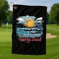 Salty Soul Beach And Sun Summer Vacay Golf Towel thumb 1