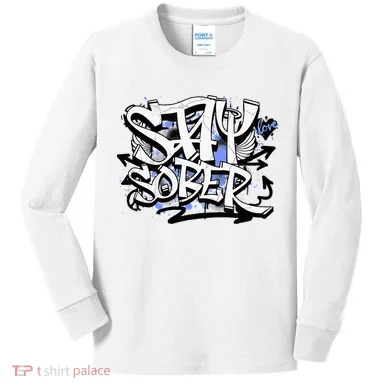 Stay Sober Blue Resolve Kids Long Sleeve Shirt
