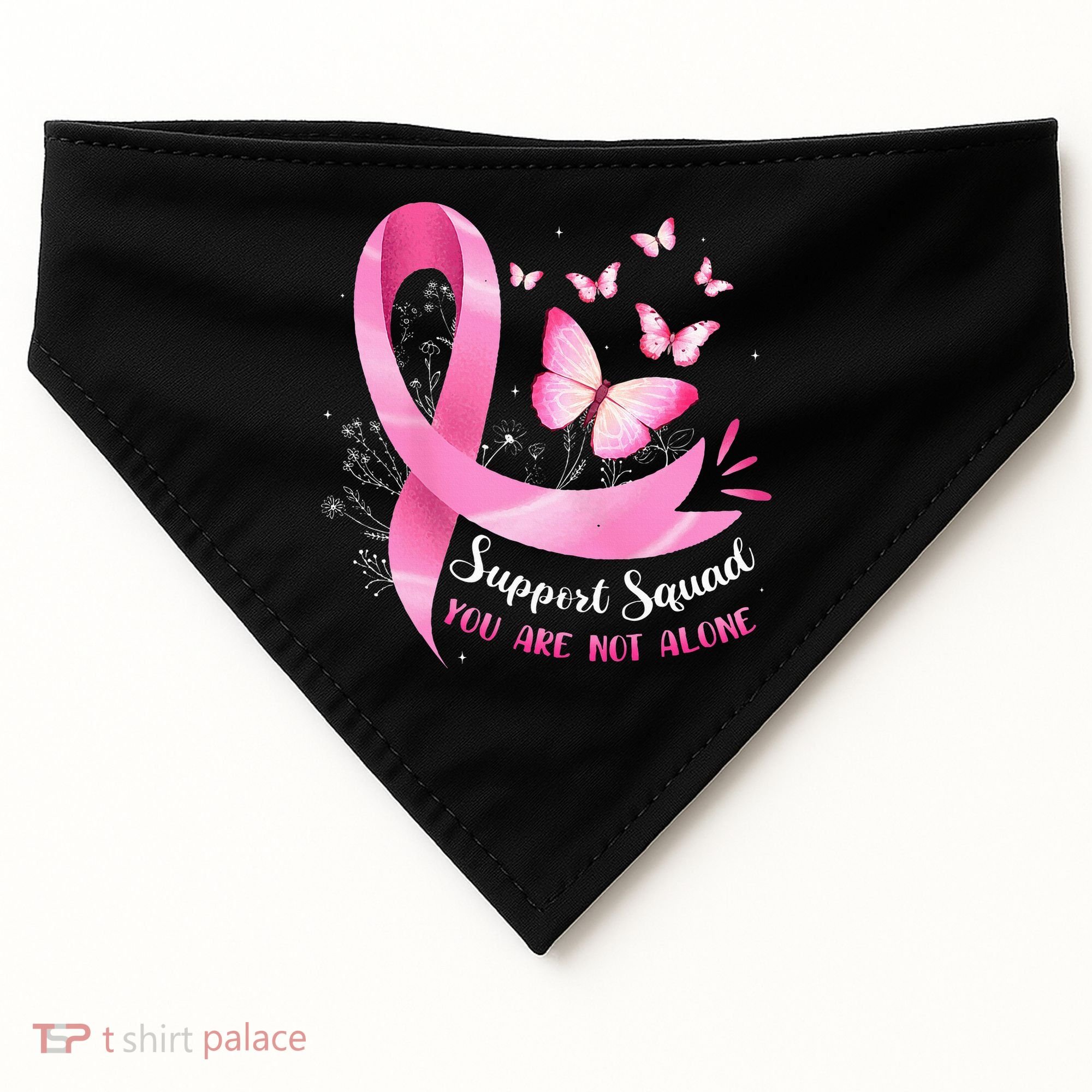 Support Squad Breast Cancer Awareness Pink Ribbon Butterfly USA-Made Doggie Bandana