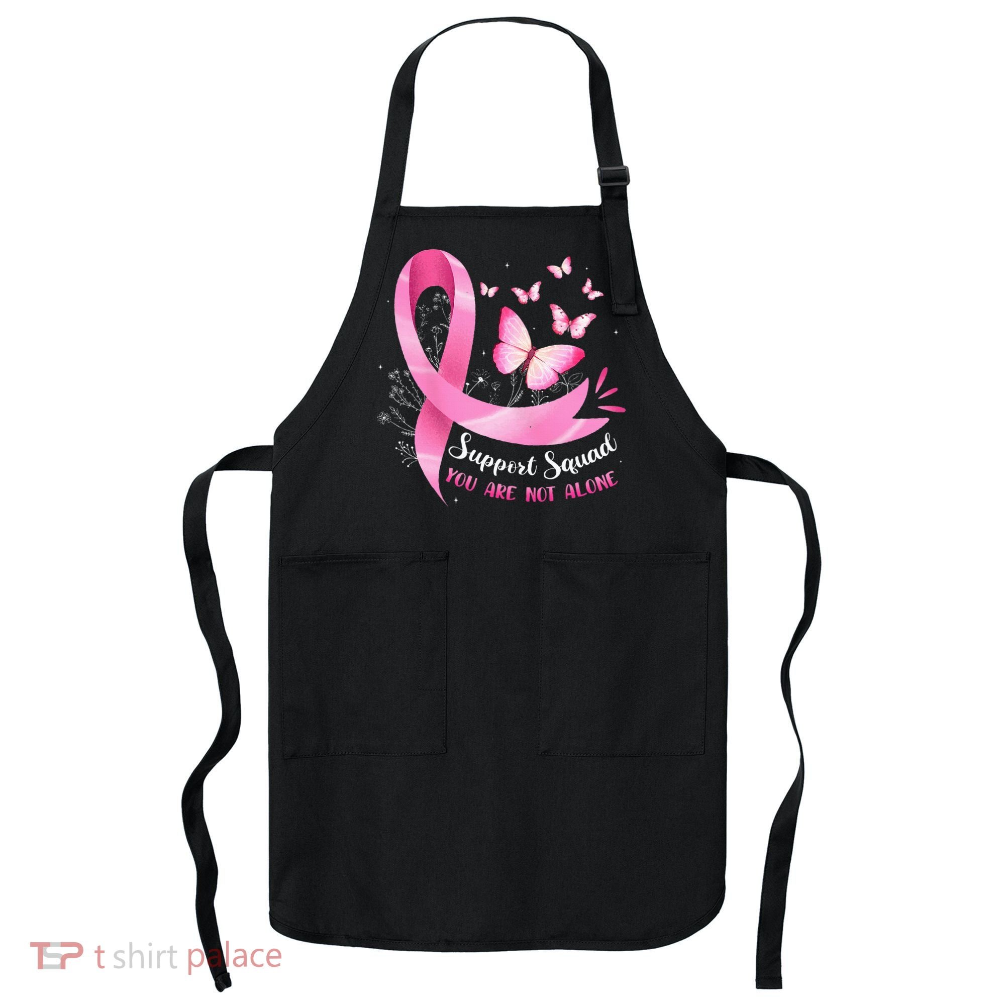 Support Squad Breast Cancer Awareness Pink Ribbon Butterfly Apron