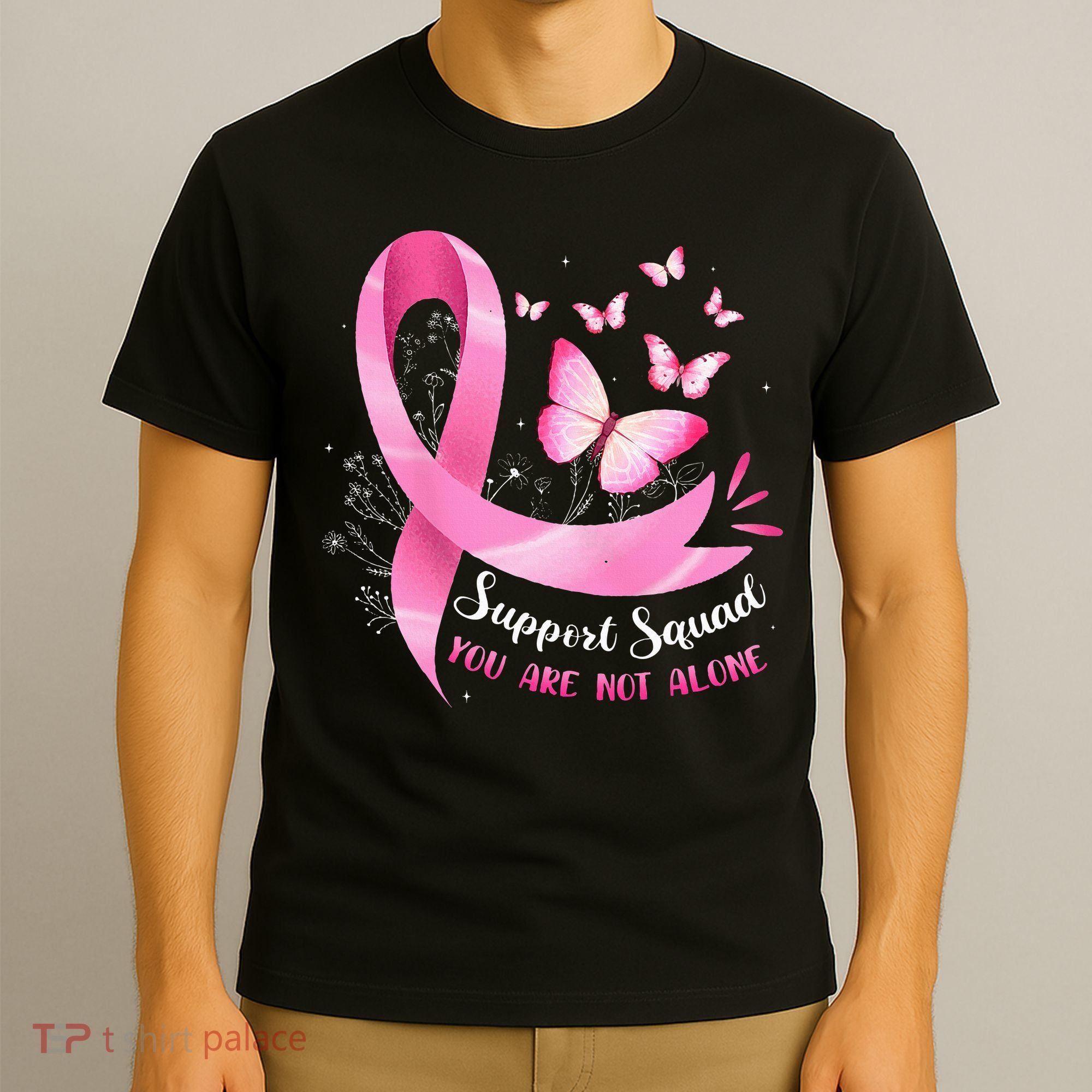 Support Squad Breast Cancer Awareness Pink Ribbon Butterfly T-Shirt