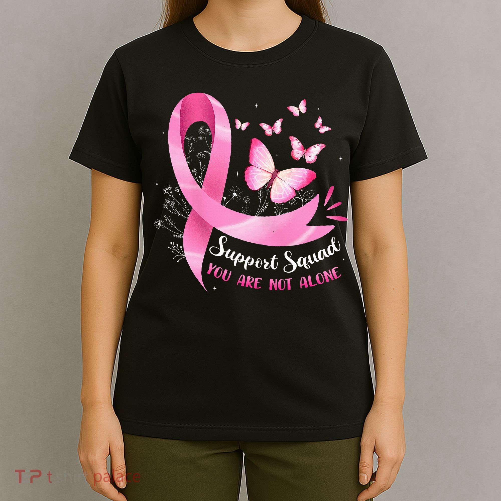 Support Squad Breast Cancer Awareness Pink Ribbon Butterfly T-Shirt