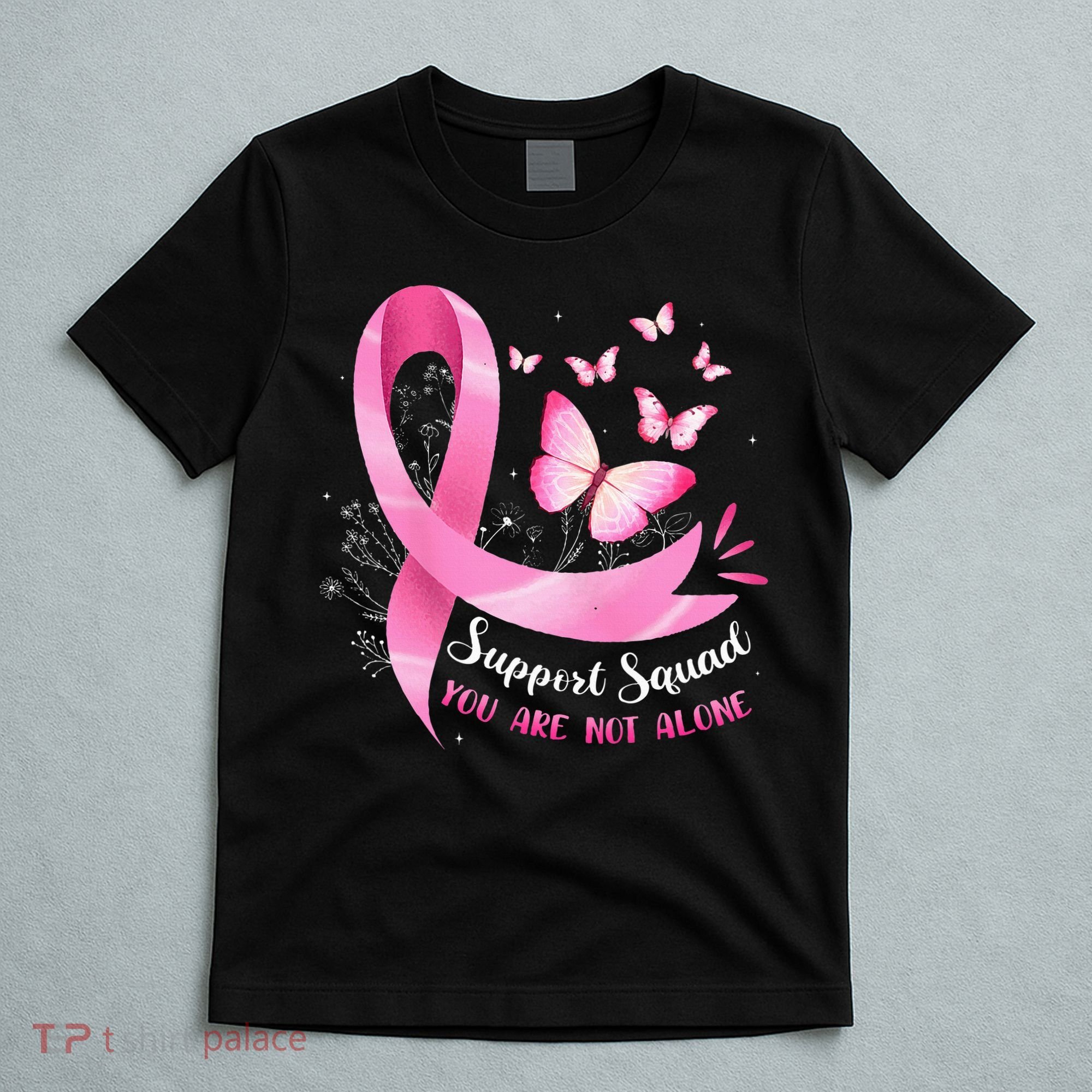 Support Squad Breast Cancer Awareness Pink Ribbon Butterfly T-Shirt
