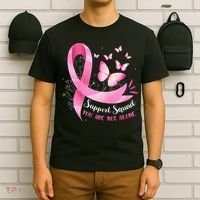 Support Squad Breast Cancer Awareness Pink Ribbon Butterfly T-Shirt thumb 6