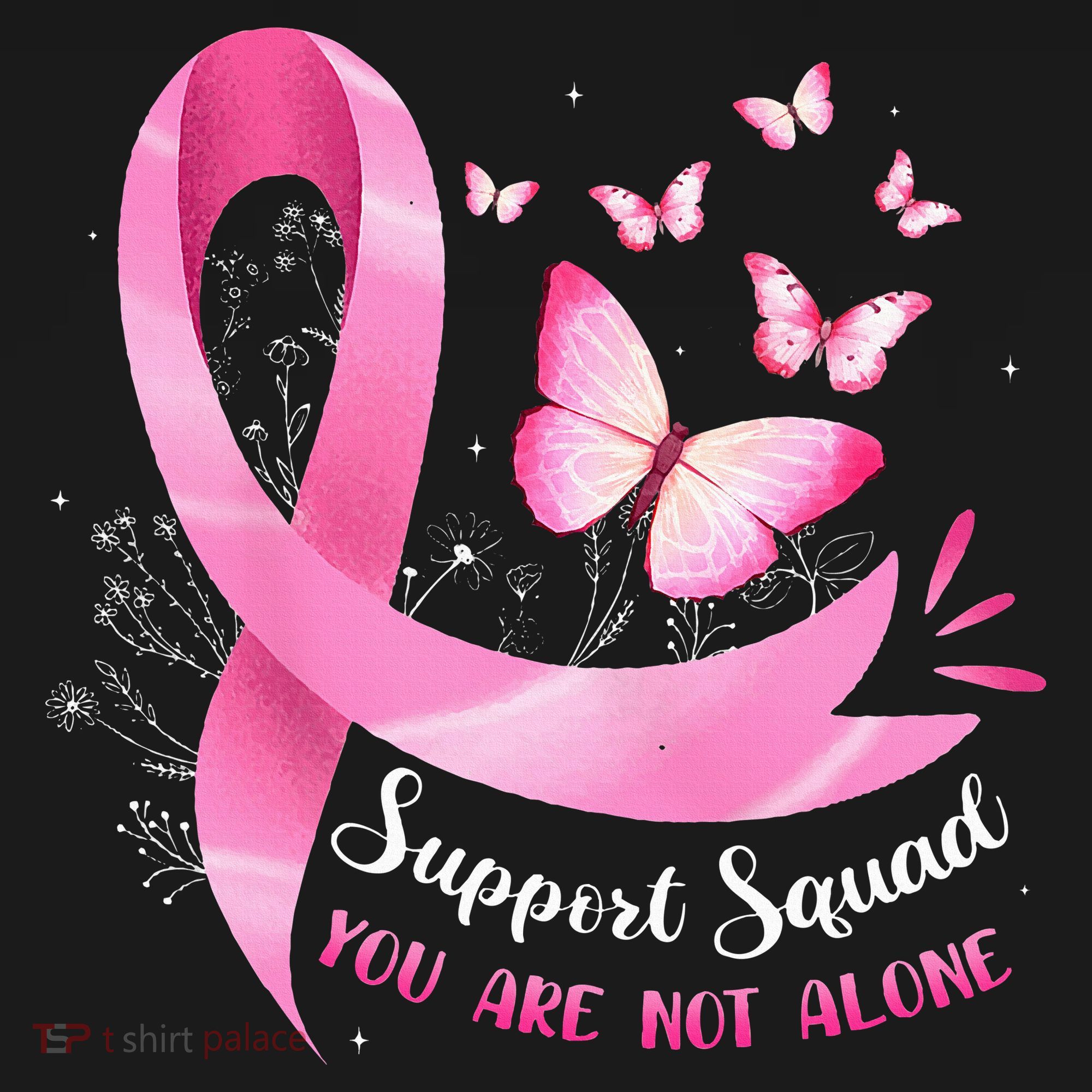 Support Squad Breast Cancer Awareness Pink Ribbon Butterfly T-Shirt