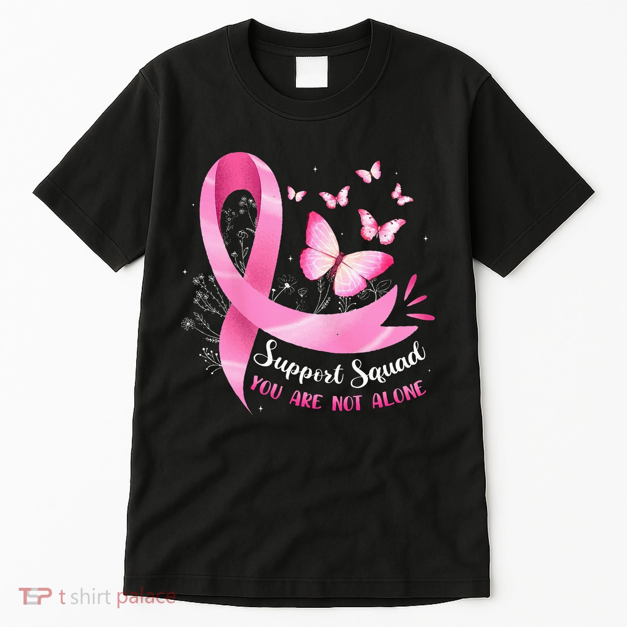 Support Squad Breast Cancer Awareness Pink Ribbon Butterfly Tall T-Shirt