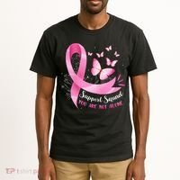 Support Squad Breast Cancer Awareness Pink Ribbon Butterfly Tall T-Shirt thumb 2