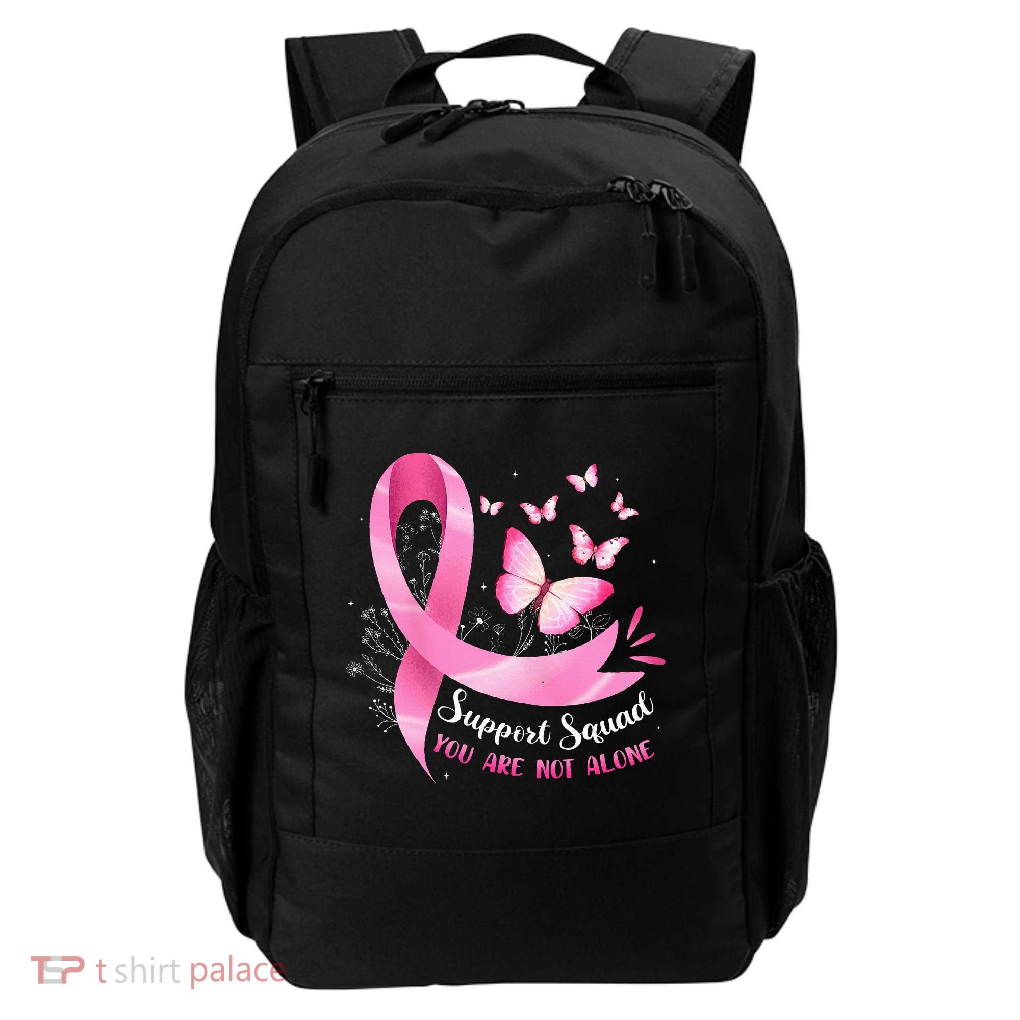 Support Squad Breast Cancer Awareness Pink Ribbon Butterfly Backpack