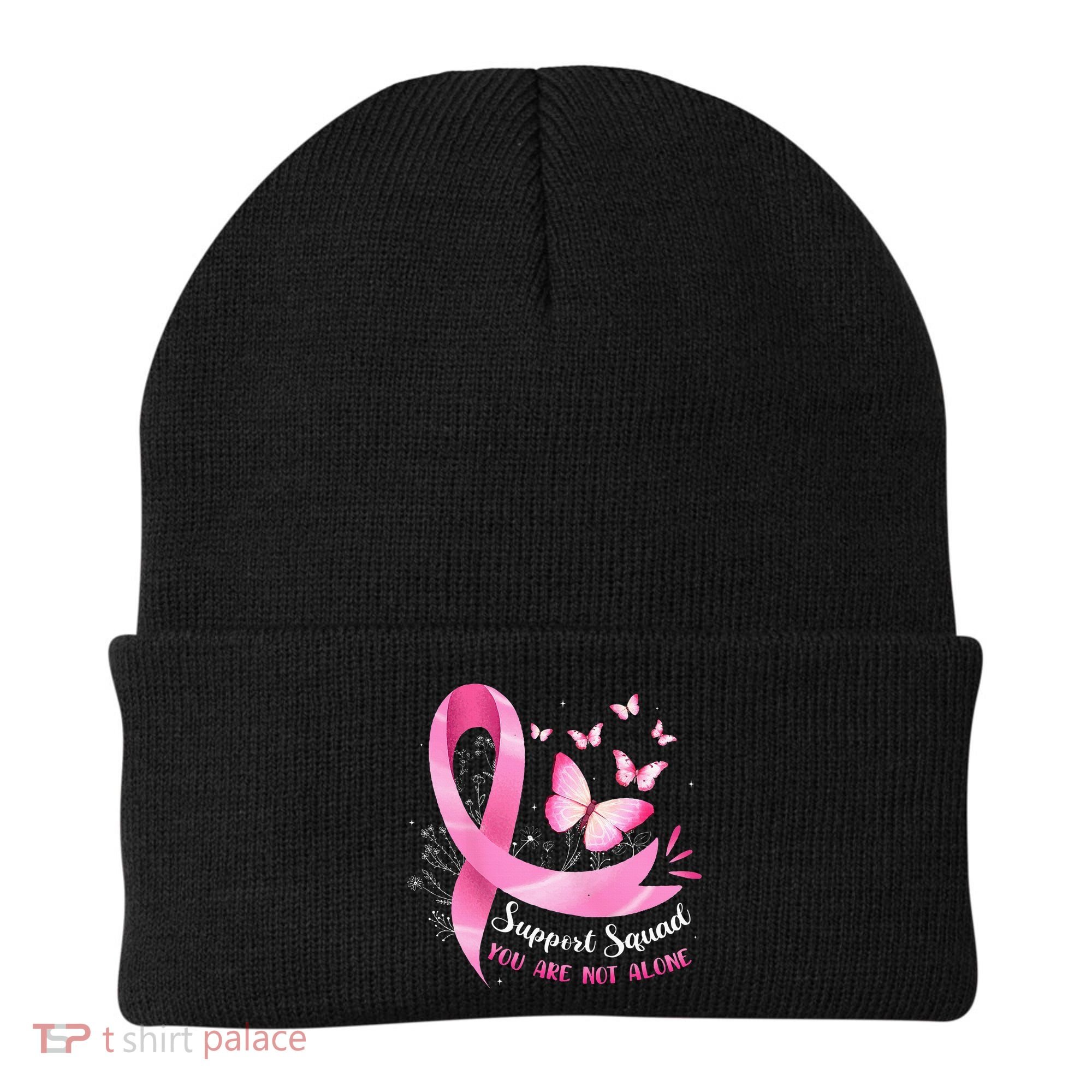 Support Squad Breast Cancer Awareness Pink Ribbon Butterfly Beanie