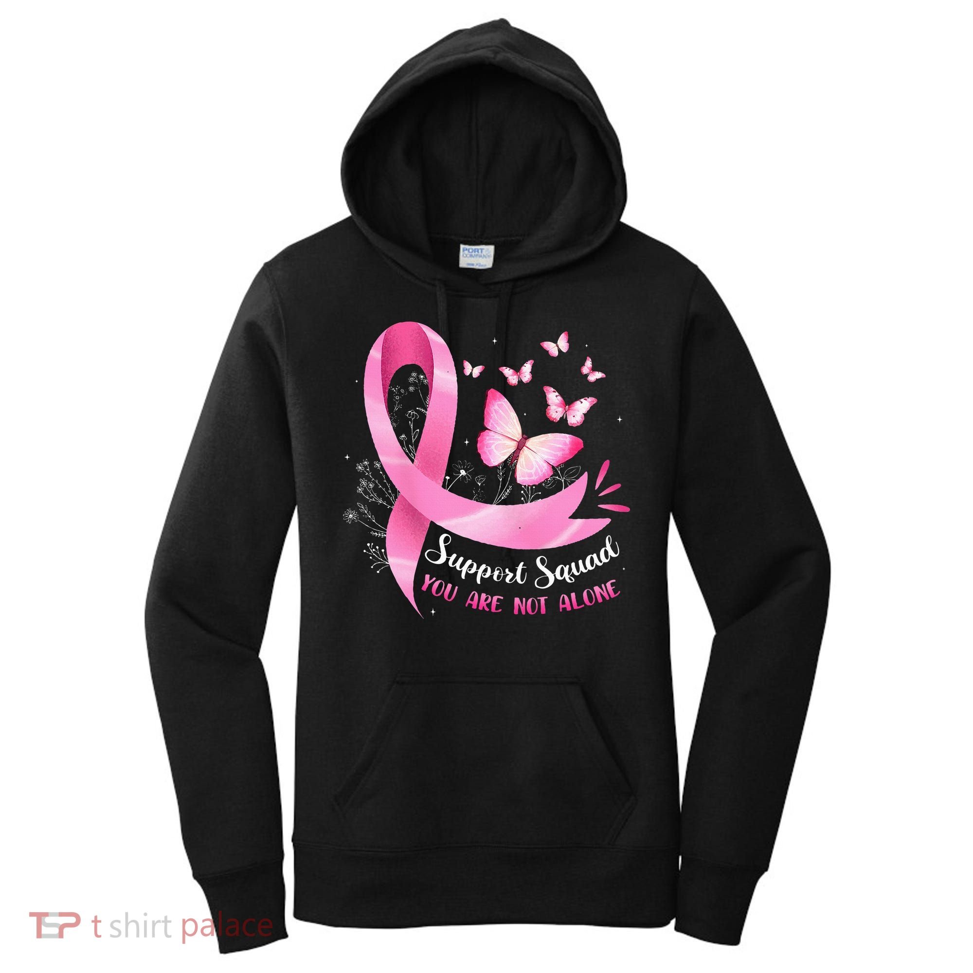 Support Squad Breast Cancer Awareness Pink Ribbon Butterfly Women's Hoodie