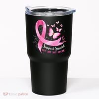 Support Squad Breast Cancer Awareness Pink Ribbon Butterfly Tumbler thumb 0