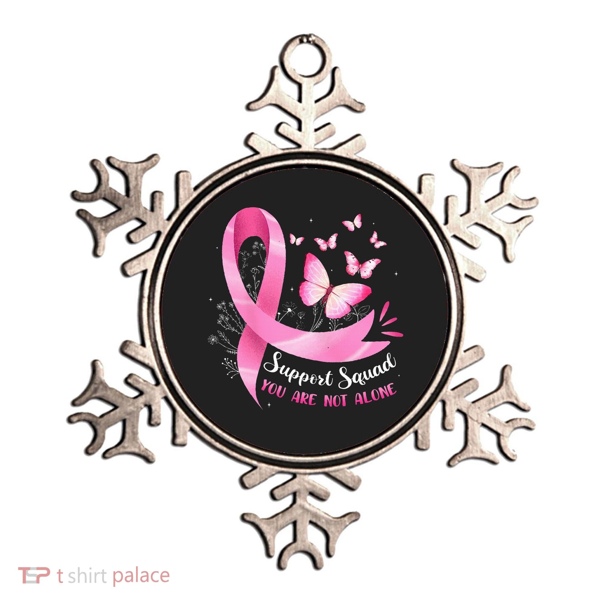 Support Squad Breast Cancer Awareness Pink Ribbon Butterfly Ornament