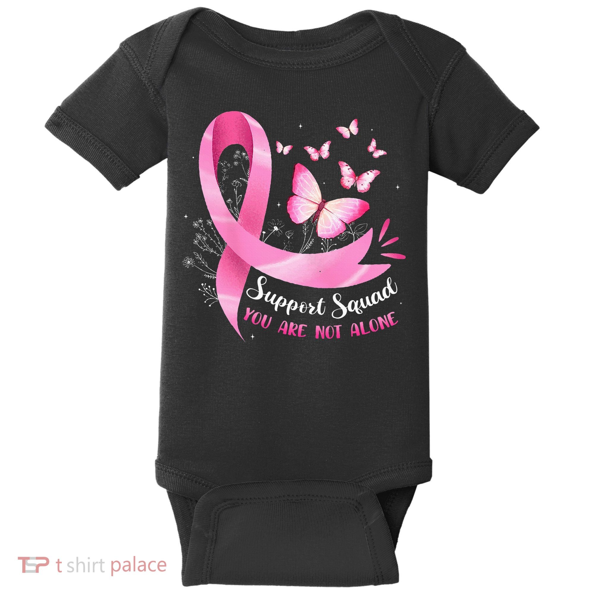 Support Squad Breast Cancer Awareness Pink Ribbon Butterfly Baby Bodysuit